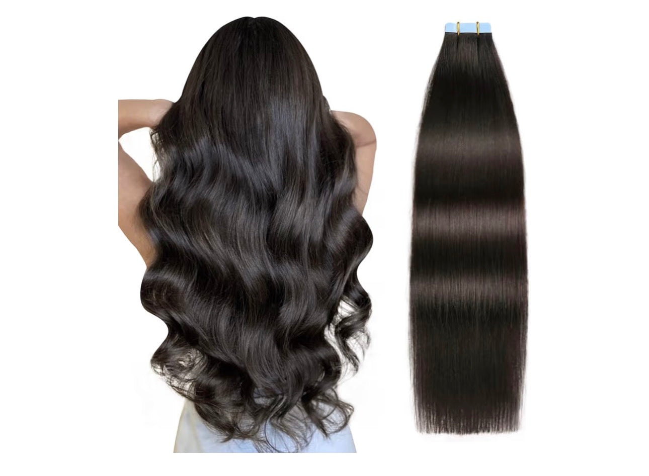 Tape hair extensions straight-body wave/extensiones de cabello con cinta adhesiva lacio-ondulado