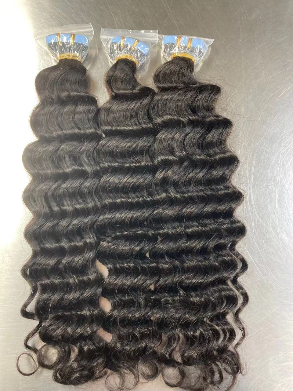 Tape extensions deep wave,deep and Italy curly/ Extensiones de cinta de ondas profundas, profundas y rizadas italianas