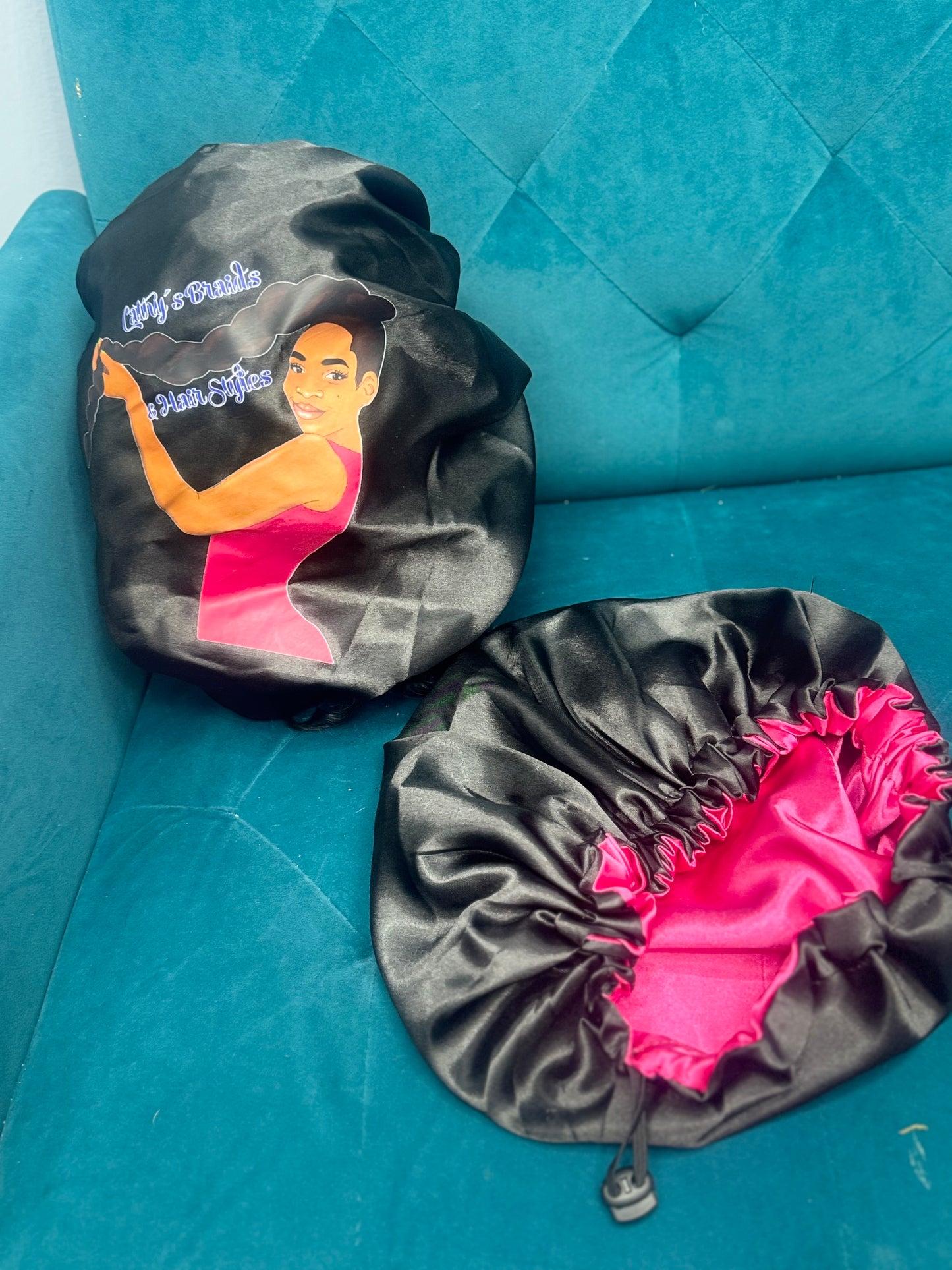 Gorros Satin De Trenzas 2 en 1/Drawstring Satin Bonnet 2 in 1/