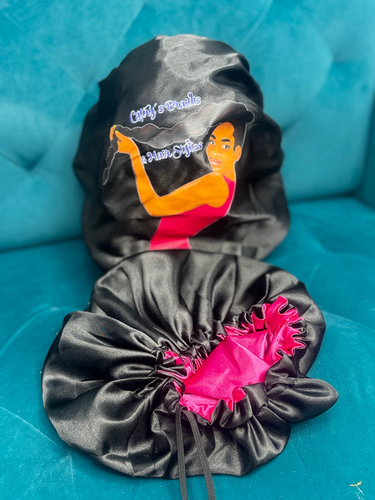 Gorros Satin De Trenzas 2 en 1/Drawstring Satin Bonnet 2 in 1/