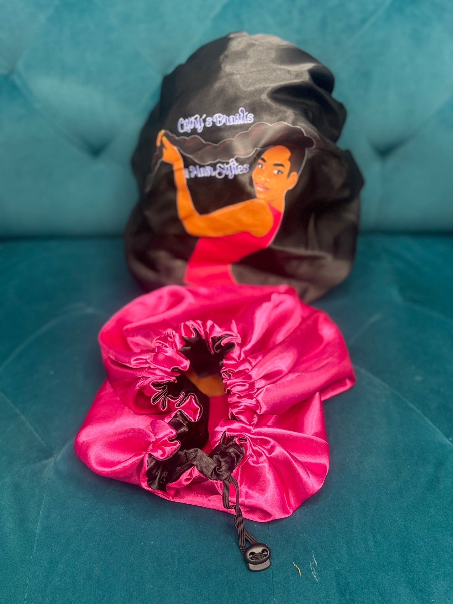 Gorros Satin De Trenzas 2 en 1/Drawstring Satin Bonnet 2 in 1/