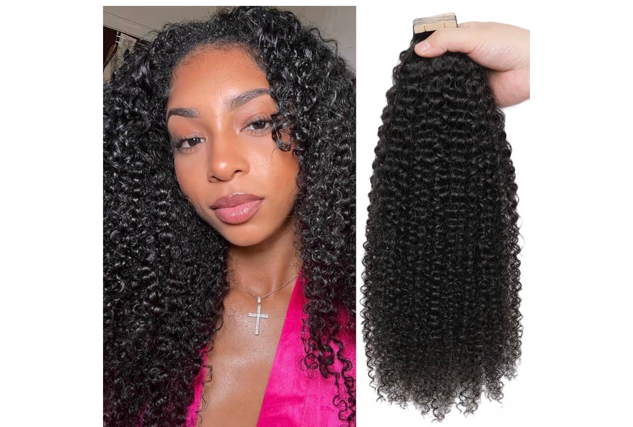 Tape extensions deep wave,deep and Italy curly/ Extensiones de cinta de ondas profundas, profundas y rizadas italianas